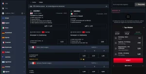 Fußballbereich der MafiaCasino Sportnavigation mit Auswahl und angezeigten Wettquoten